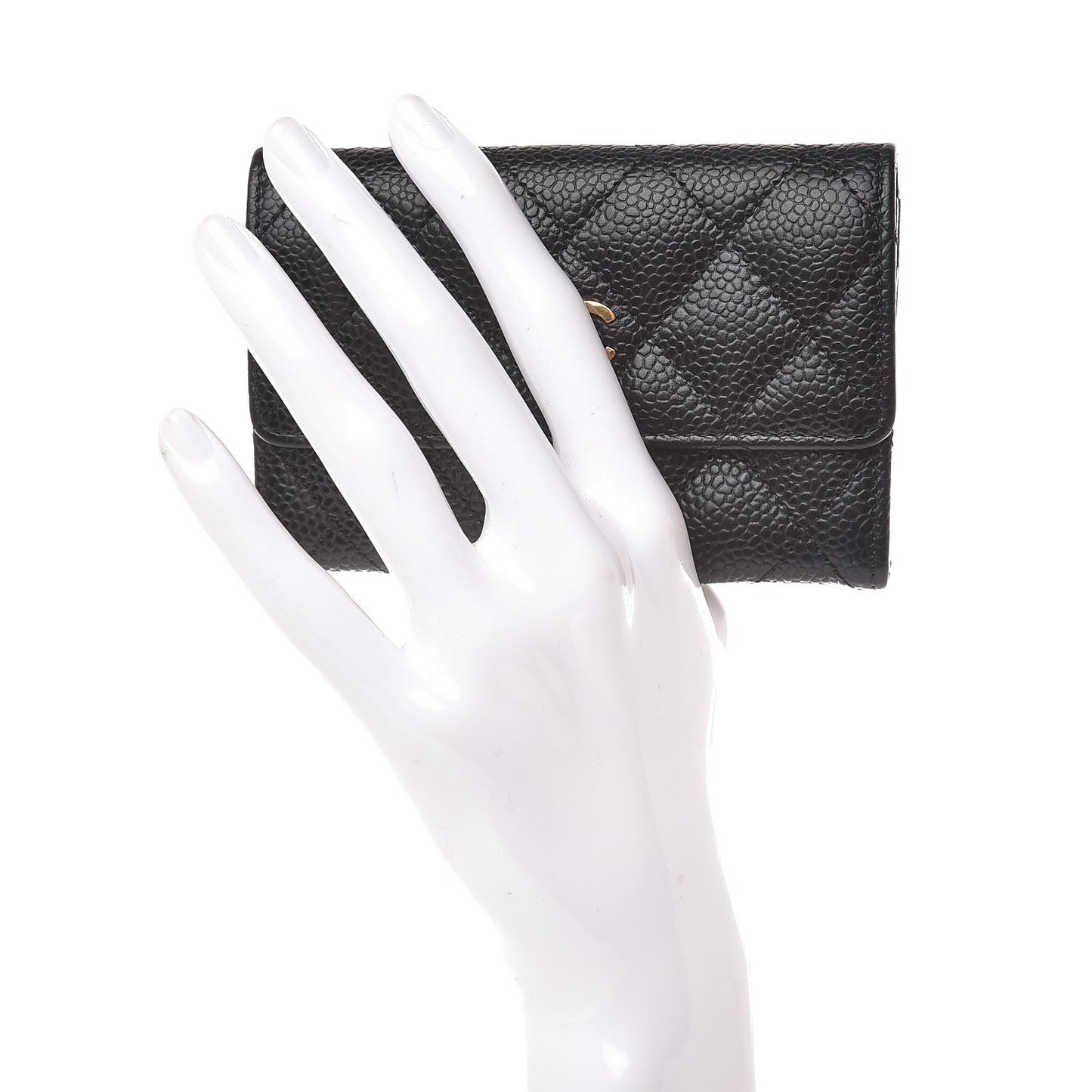 Caviar Quilted Flap Card Holder Black