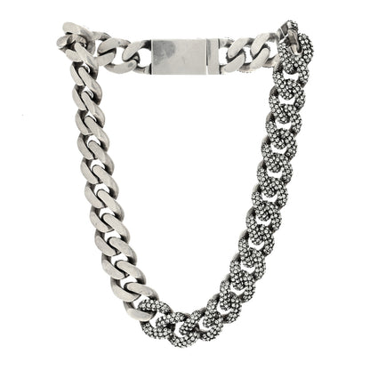 Saint Laurent Crystal Curb Chain Necklace Oxidized Silver 3 of 4