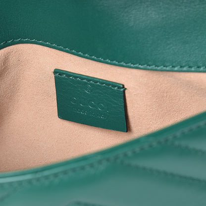 Gucci Calfskin Matelasse Super Mini GG Marmont Shoulder Bag Emerald Green 6 of 10