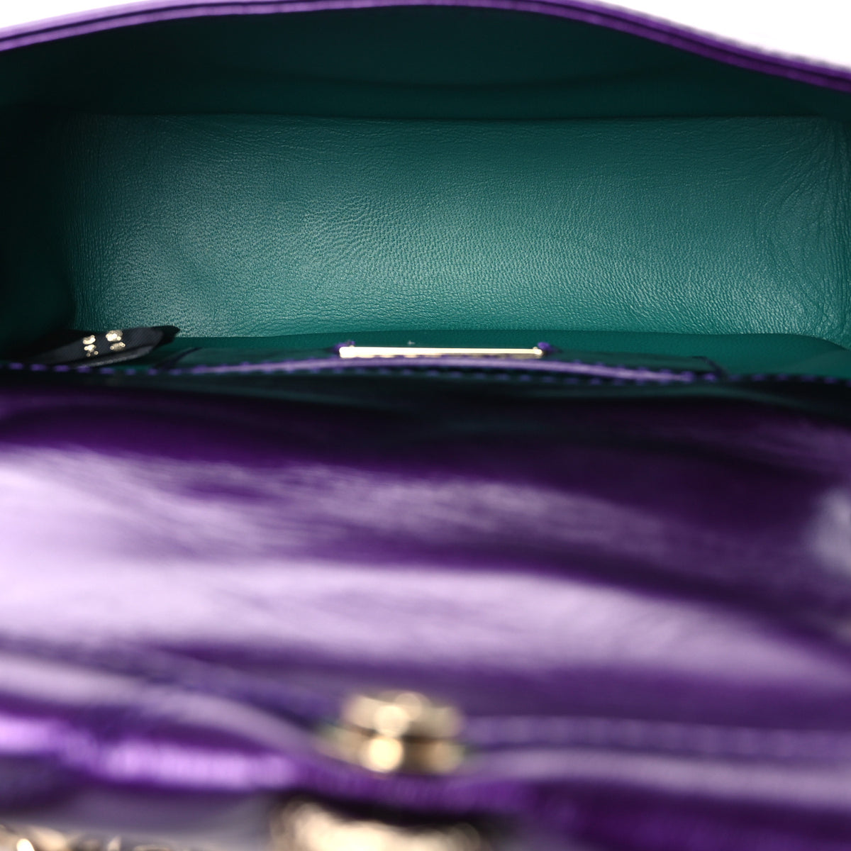 Bulgari Metallic Calfskin Matelasse Mini Serpenti Cabochon Crossbody Bag Purple 5 of 9