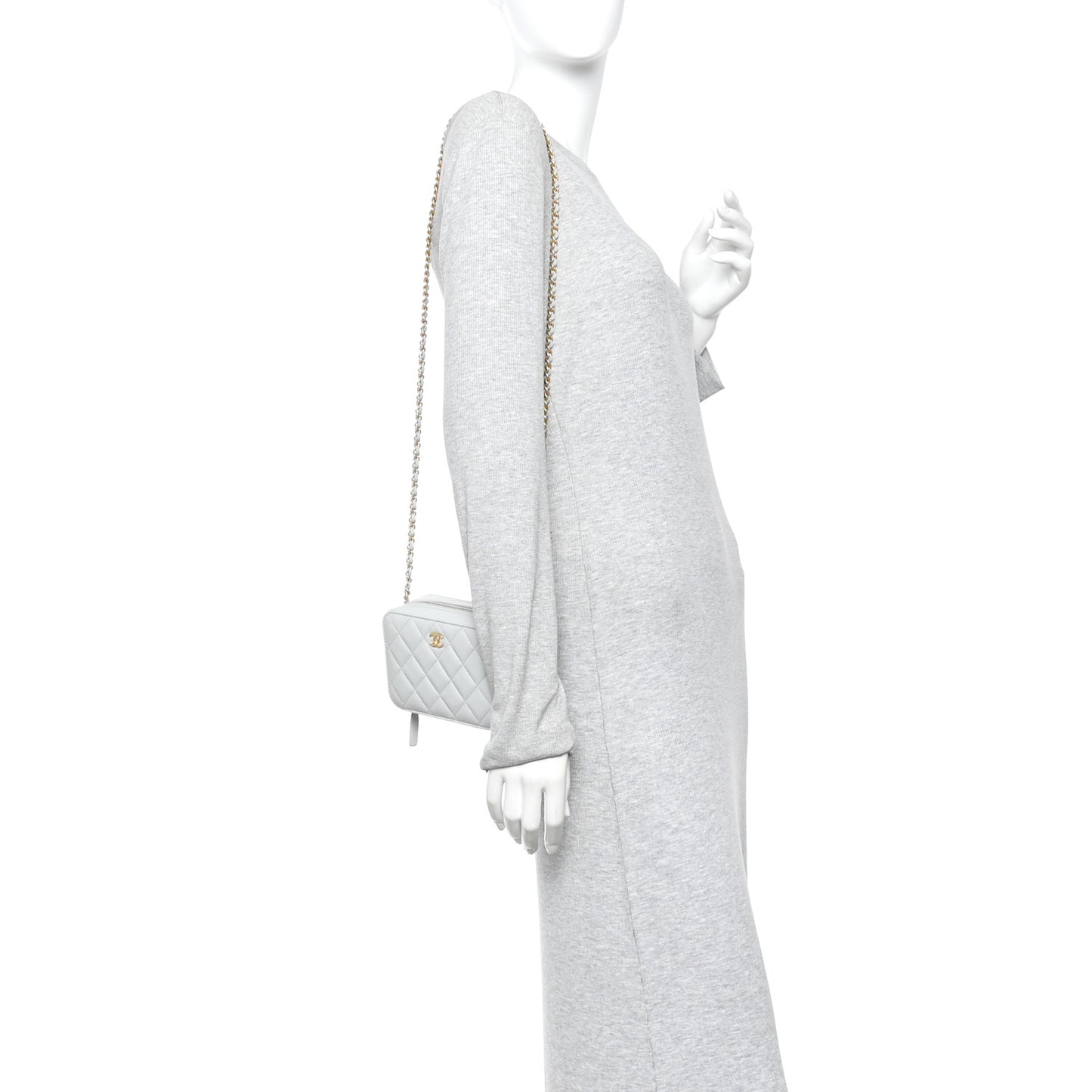 Lambskin Quilted CC Pearl Crush Camera Case Grey