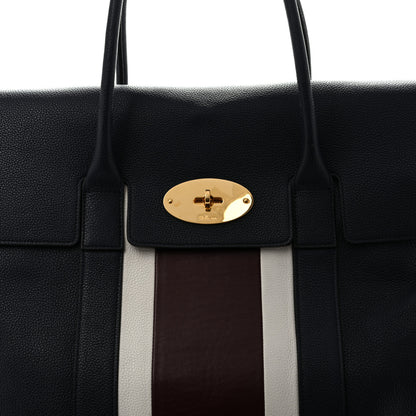 Mulberry Natural Grain Calfskin College Stripe Oversized Bayswater Navy White Oxblood 6 of 13