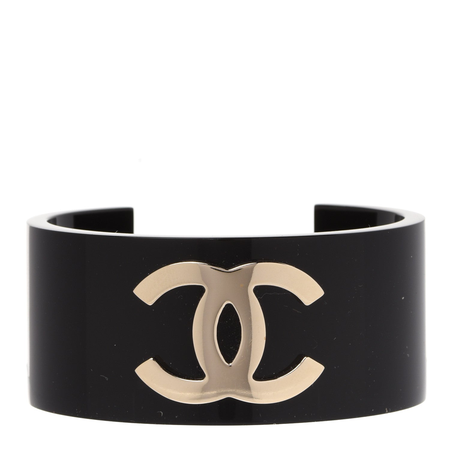 Chanel Resin CC Cuff Gold Black 1 of 5