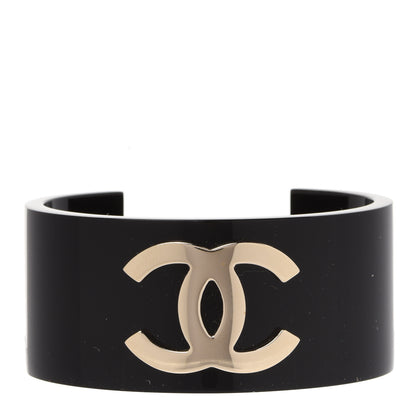 Chanel Resin CC Cuff Gold Black 1 of 5