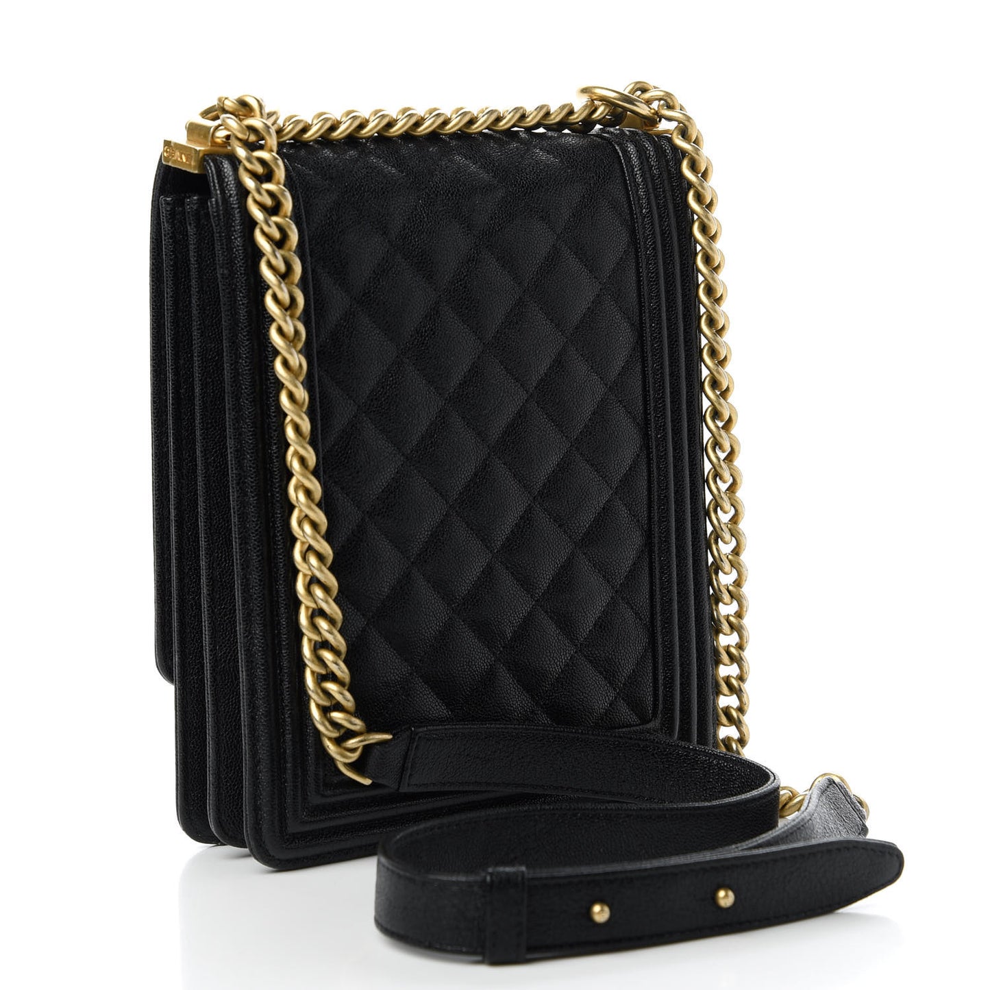 Caviar Quilted North South Boy Flap Black