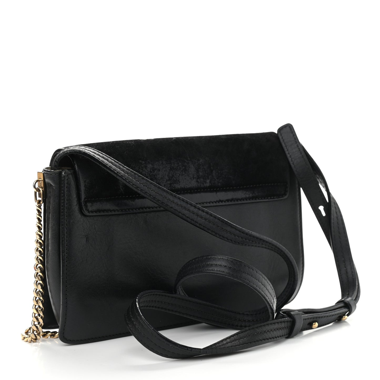 Suede Calfskin Small Faye Shoulder Bag Black