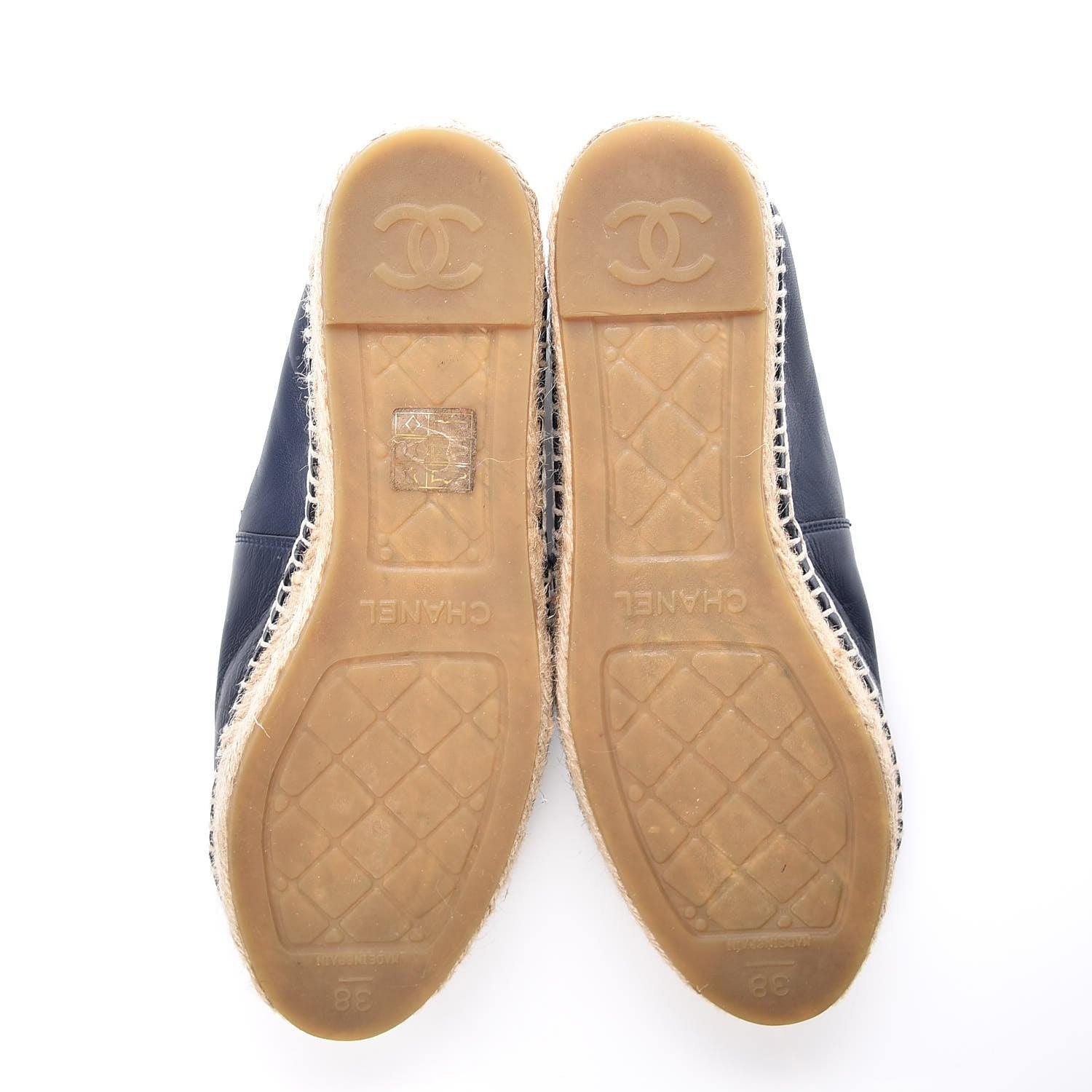 Chanel Lambskin CC Espadrilles 38 Navy Black 5 of 11