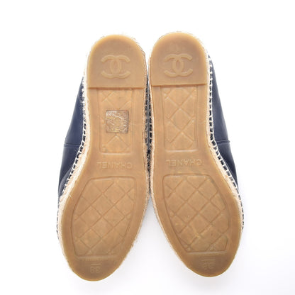 Chanel Lambskin CC Espadrilles 38 Navy Black 5 of 11