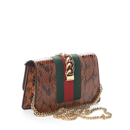 Gucci Elaphe Web Floral Embroidered Super Mini Sylvie Chain Shoulder Bag Cuir Multicolor 2 of 7