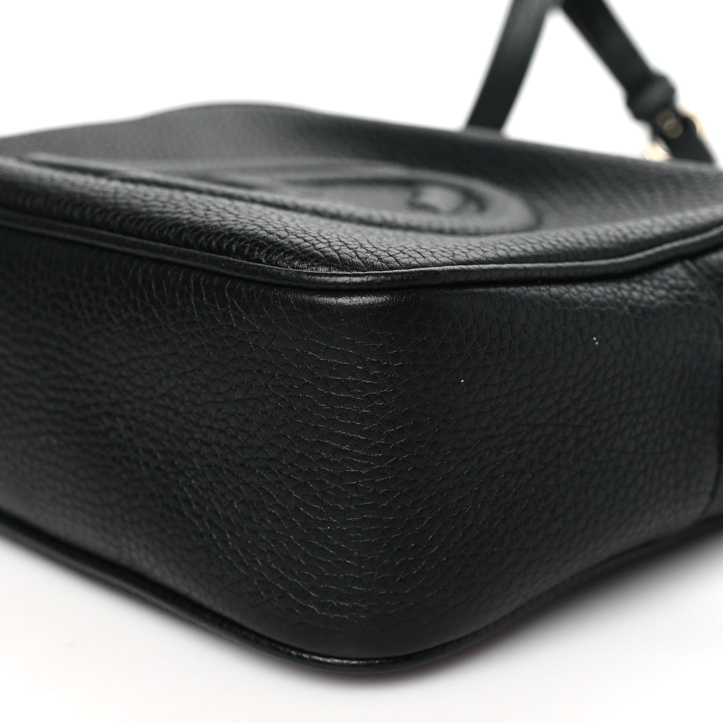 Pebbled Calfskin Small Soho Disco Bag Black