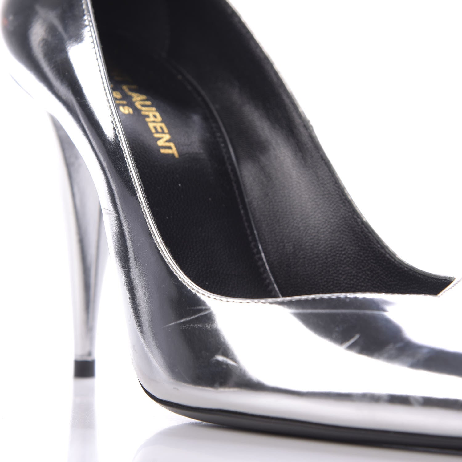 Saint Laurent Calfskin Kiki 100 Pumps 37 Silver 13 of 13