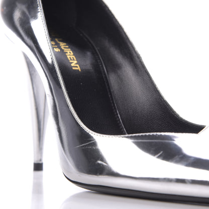 Saint Laurent Calfskin Kiki 100 Pumps 37 Silver 13 of 13