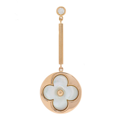 Louis Vuitton 18K Pink Gold Diamond Mother of Pearl Color Blossom Long Single Earring 1 of 4