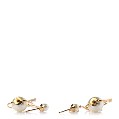 Christian Dior Pearl Tribales Dangle Chain Earrings Gold 3 of 4