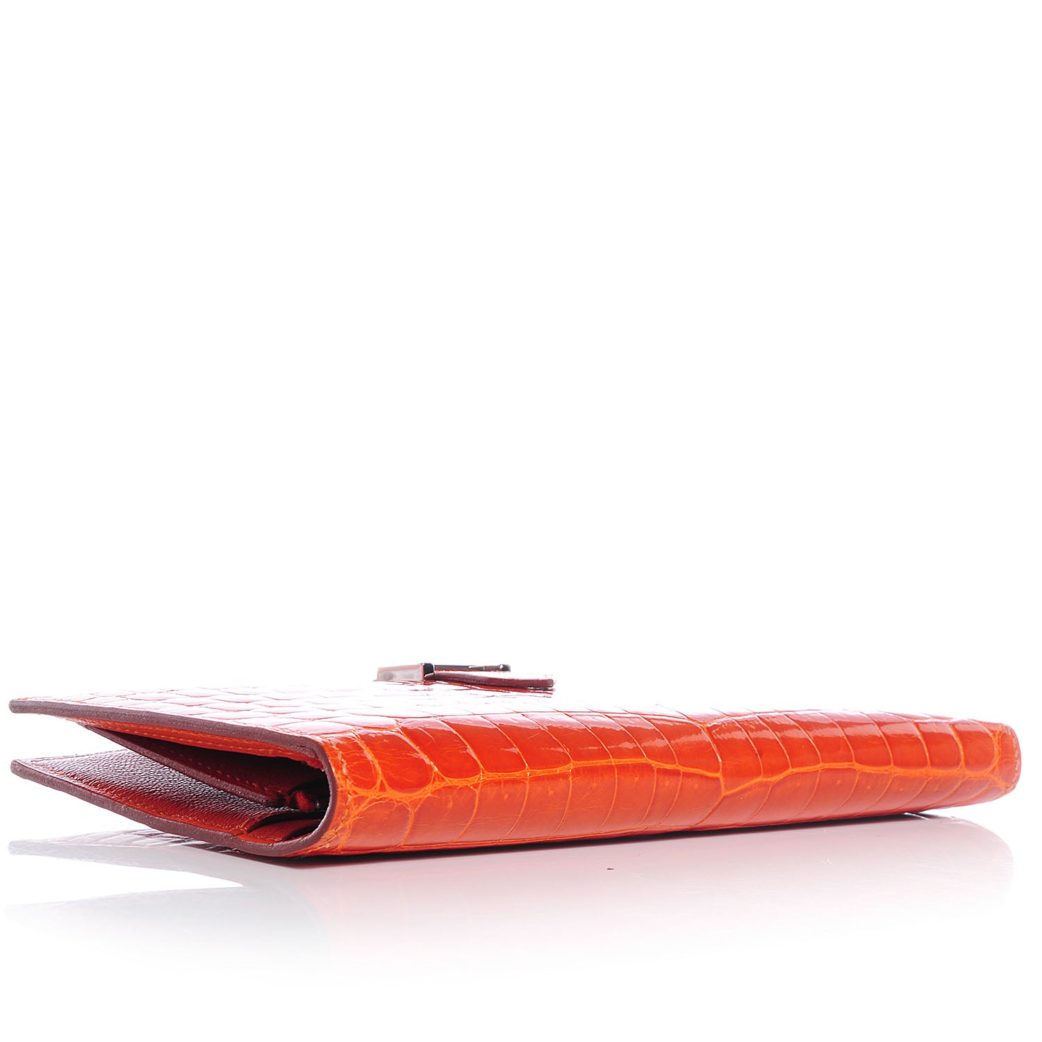 Hermes Shiny Niloticus Crocodile Bearn Wallet Orange 4 of 8