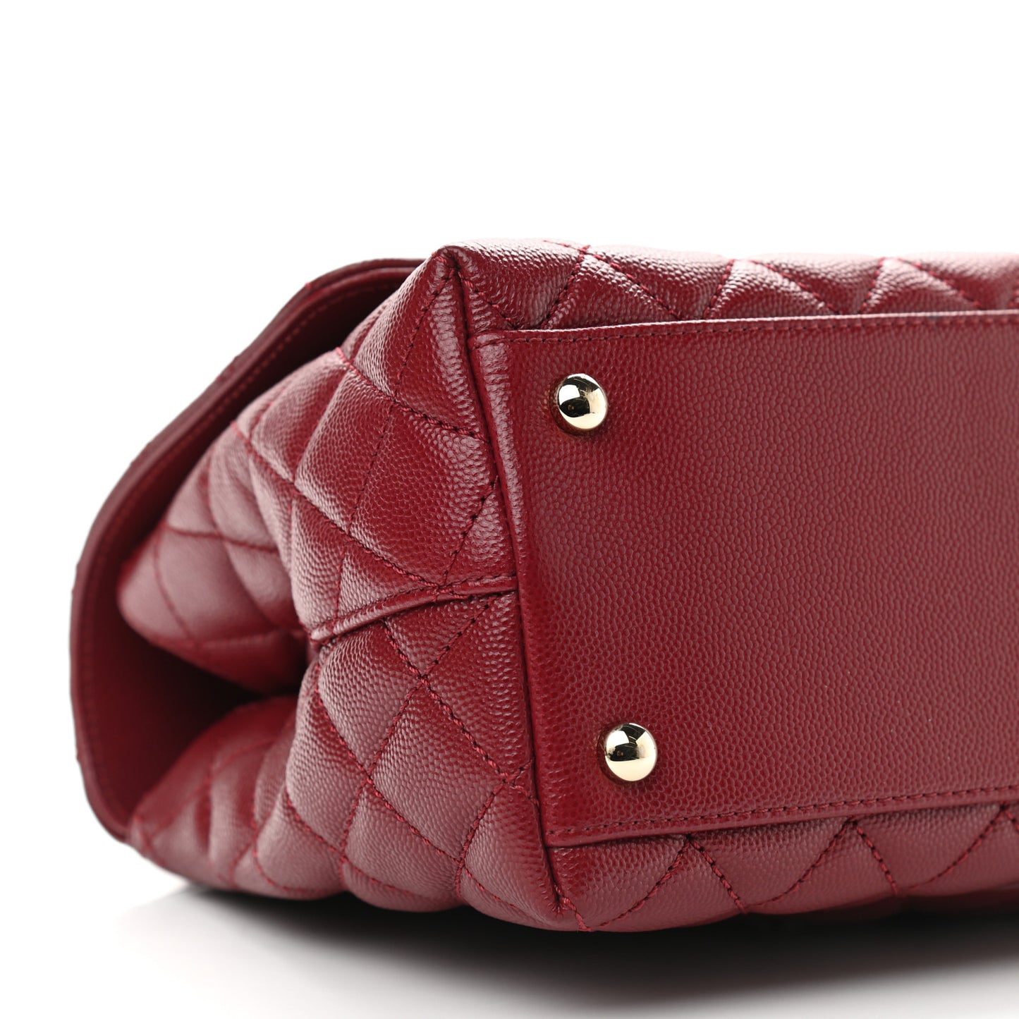 Caviar Lizard Embossed Quilted Small Coco Handle Flap Burgundy