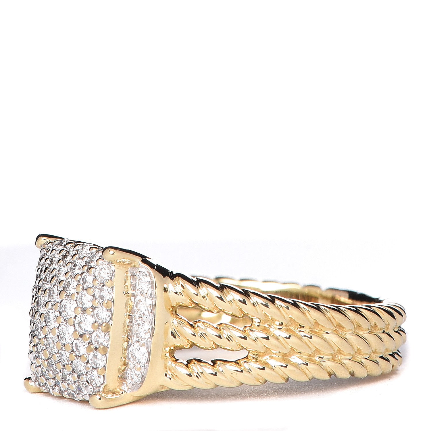 David Yurman 18K Yellow Gold Diamond 10mm Petite Wheaton Ring 54 7 3 of 5