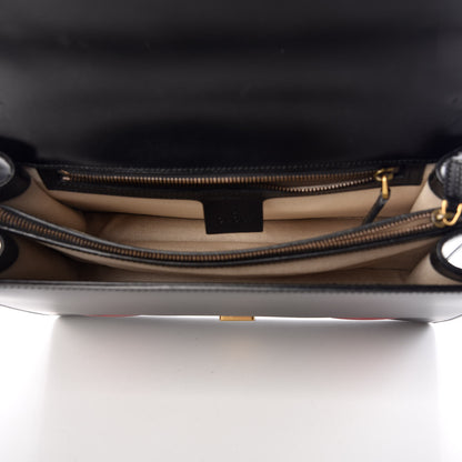Gucci Calfskin Web Heart Medium GG Marmont Chain Handle Bag Black 7 of 12
