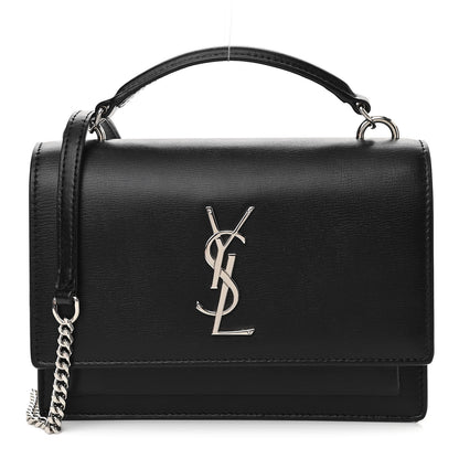 Saint Laurent Calfskin Monogram Sunset Chain Wallet Black 1 of 17