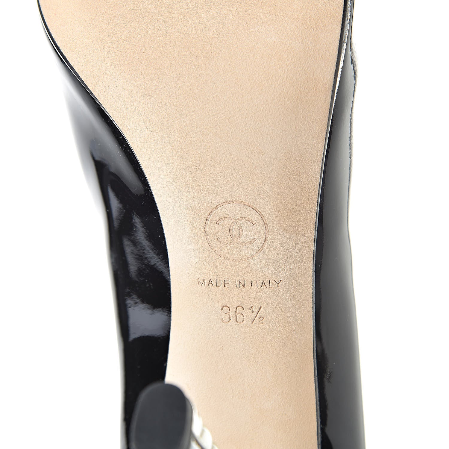 Chanel Patent Calfskin Cap Toe CC Pearl Pumps 36.5 Black 7 of 11