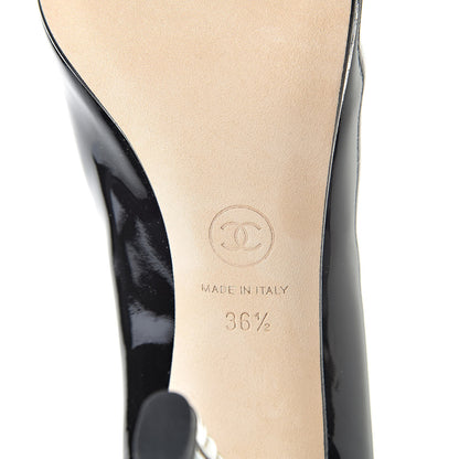 Chanel Patent Calfskin Cap Toe CC Pearl Pumps 36.5 Black 7 of 11