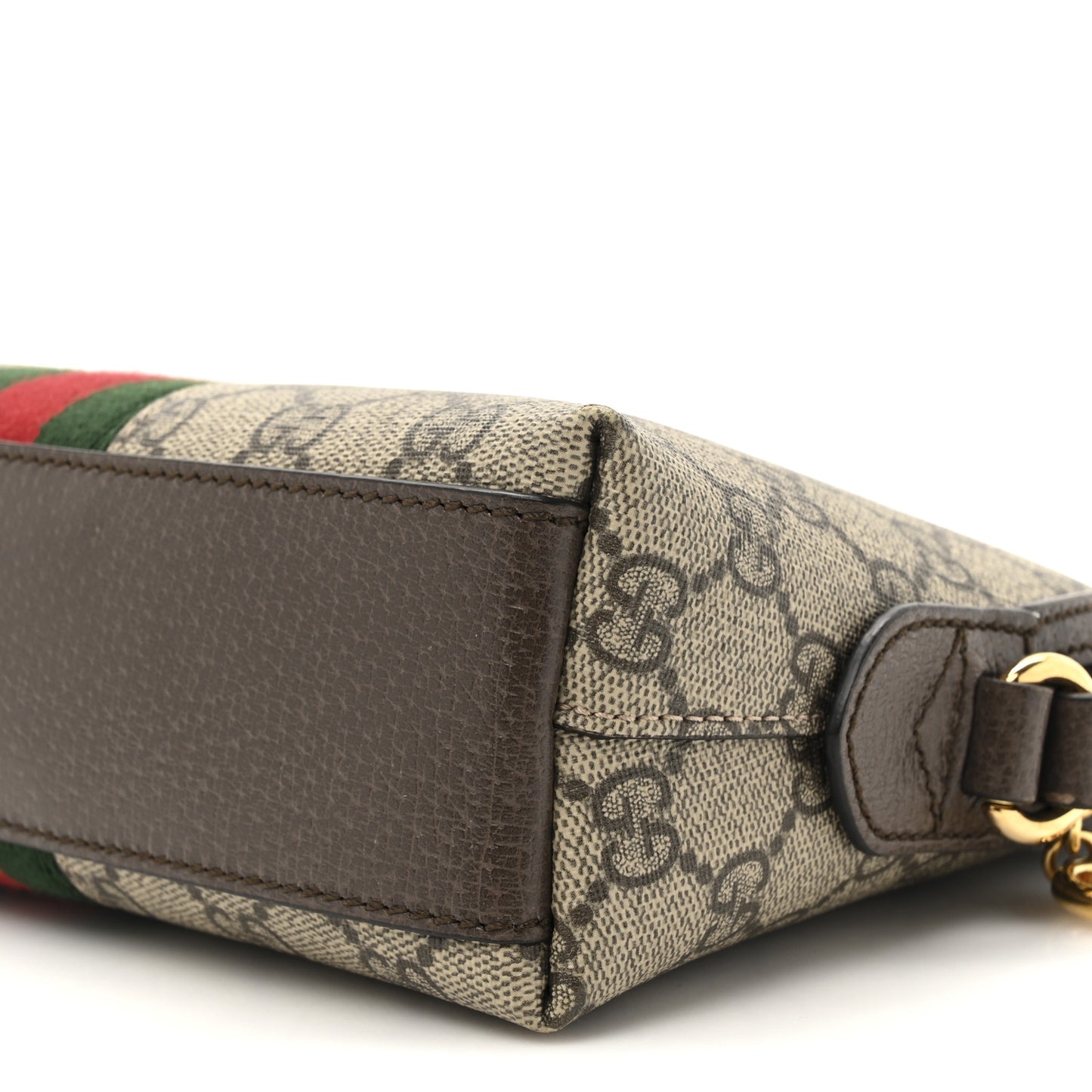 GG Supreme Monogram Textured Dollar Calfskin Web Small Ophidia Dome Shoulder Bag Beige Ebony New Acero