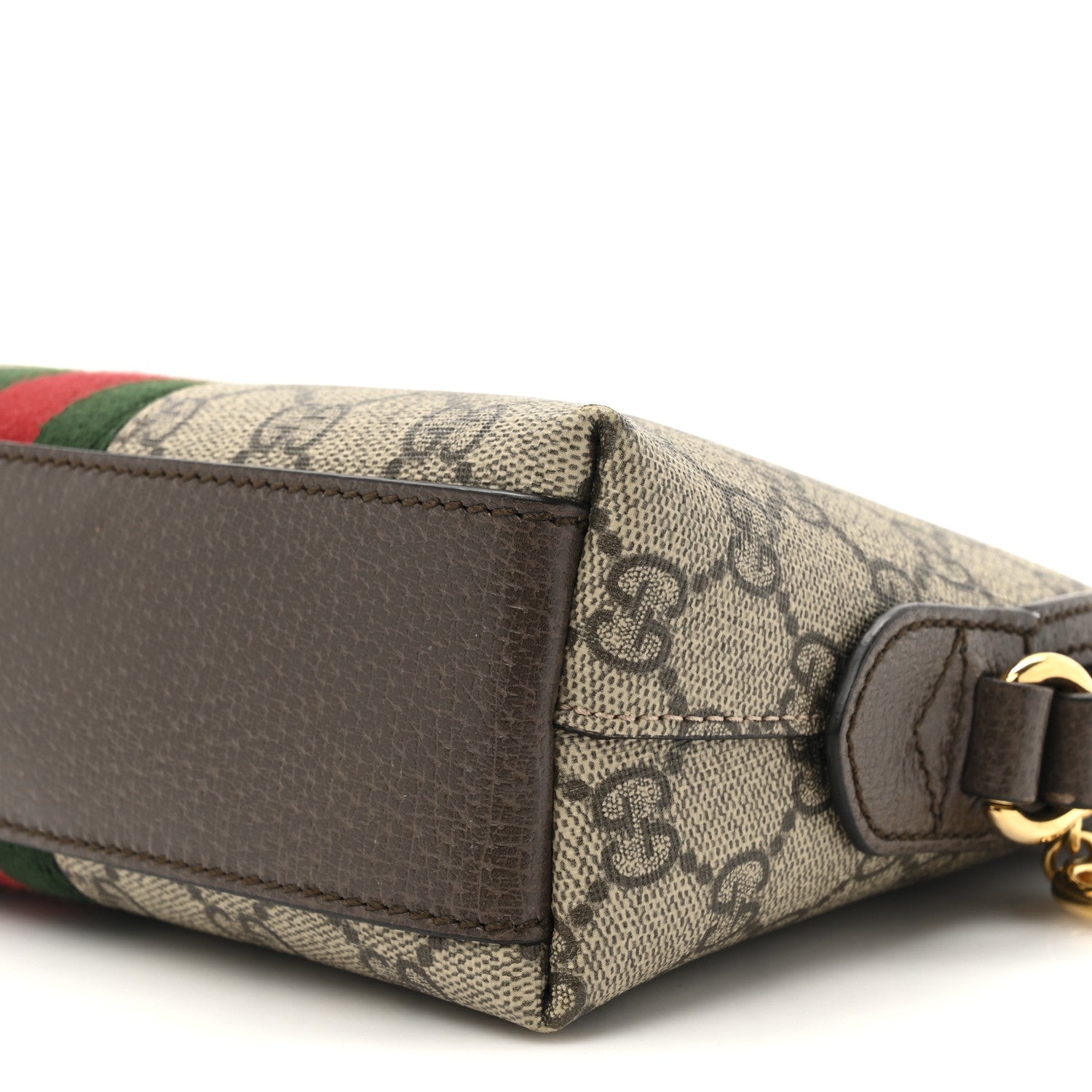 Gucci GG Supreme Monogram Textured Dollar Calfskin Web Small Ophidia Dome Shoulder Bag Beige Ebony New Acero 9 of 10