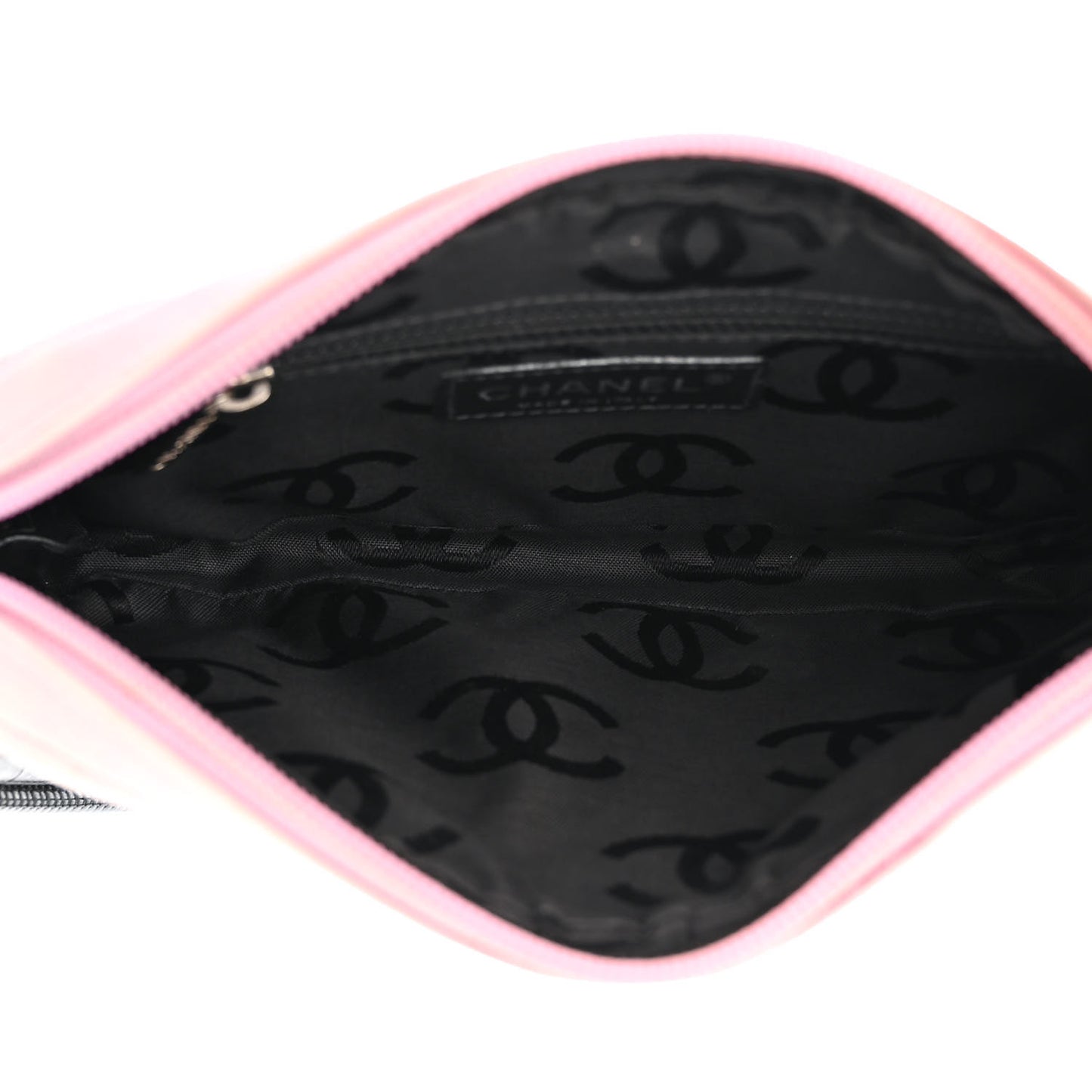 Calfskin Quilted Cambon Pochette Pink Black