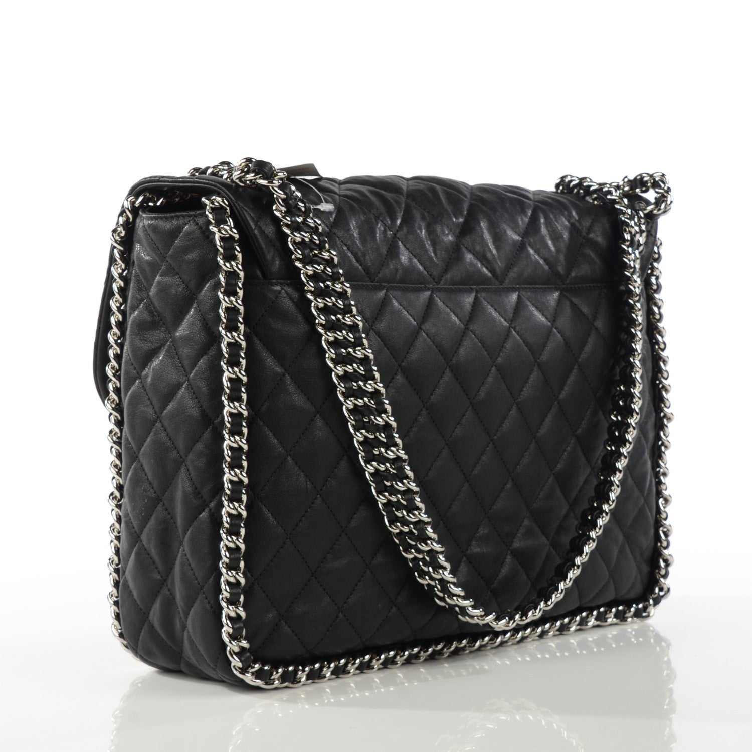 Chanel Washed Lambskin Quilted Maxi Chain Around Flap Black 3 of 7
