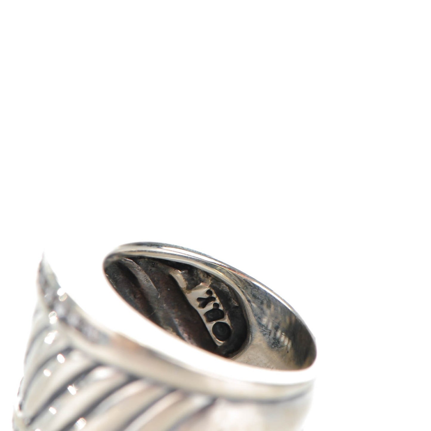 Sterling Silver Pave Diamond 15mm Thoroughbred Ring 48 4.5