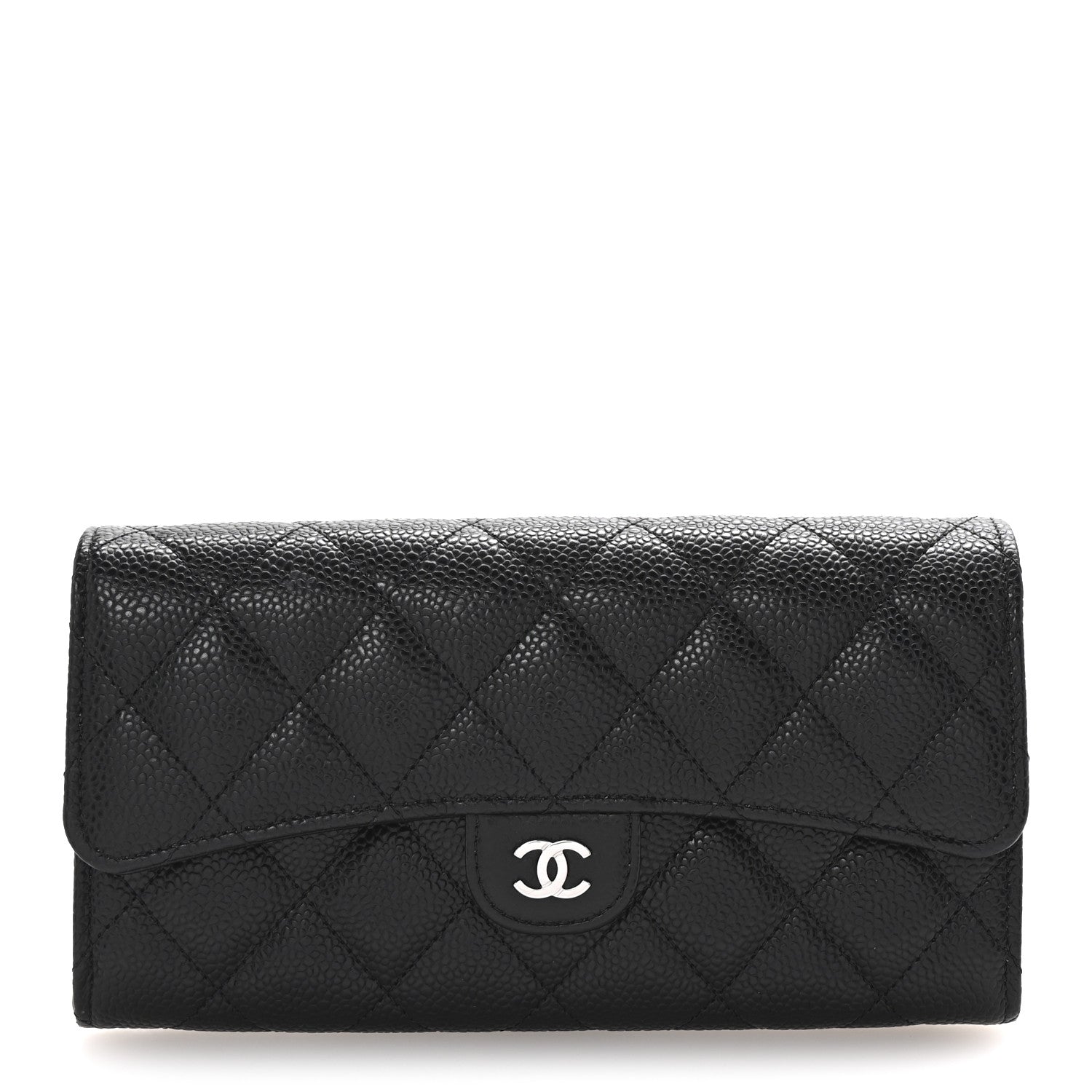 Chanel Caviar Quilted Large Gusset Flap Wallet Black 1 of 9