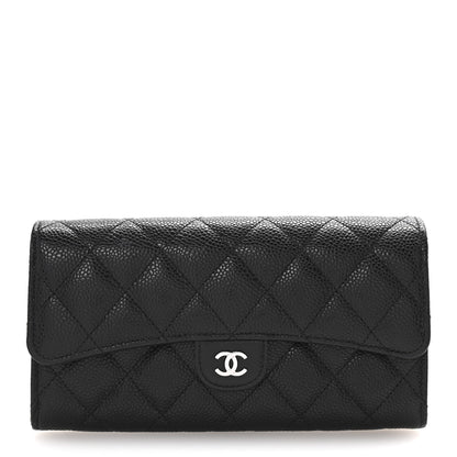 Chanel Caviar Quilted Large Gusset Flap Wallet Black 1 of 9