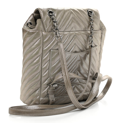 Chanel Iridescent Calfskin Chevron Quilted Small Urban Spirit Backpack Silver 3 of 15