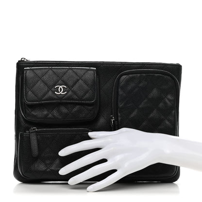 Chanel Caviar Quilted Zipped Multi Pouch Black 2 of 7