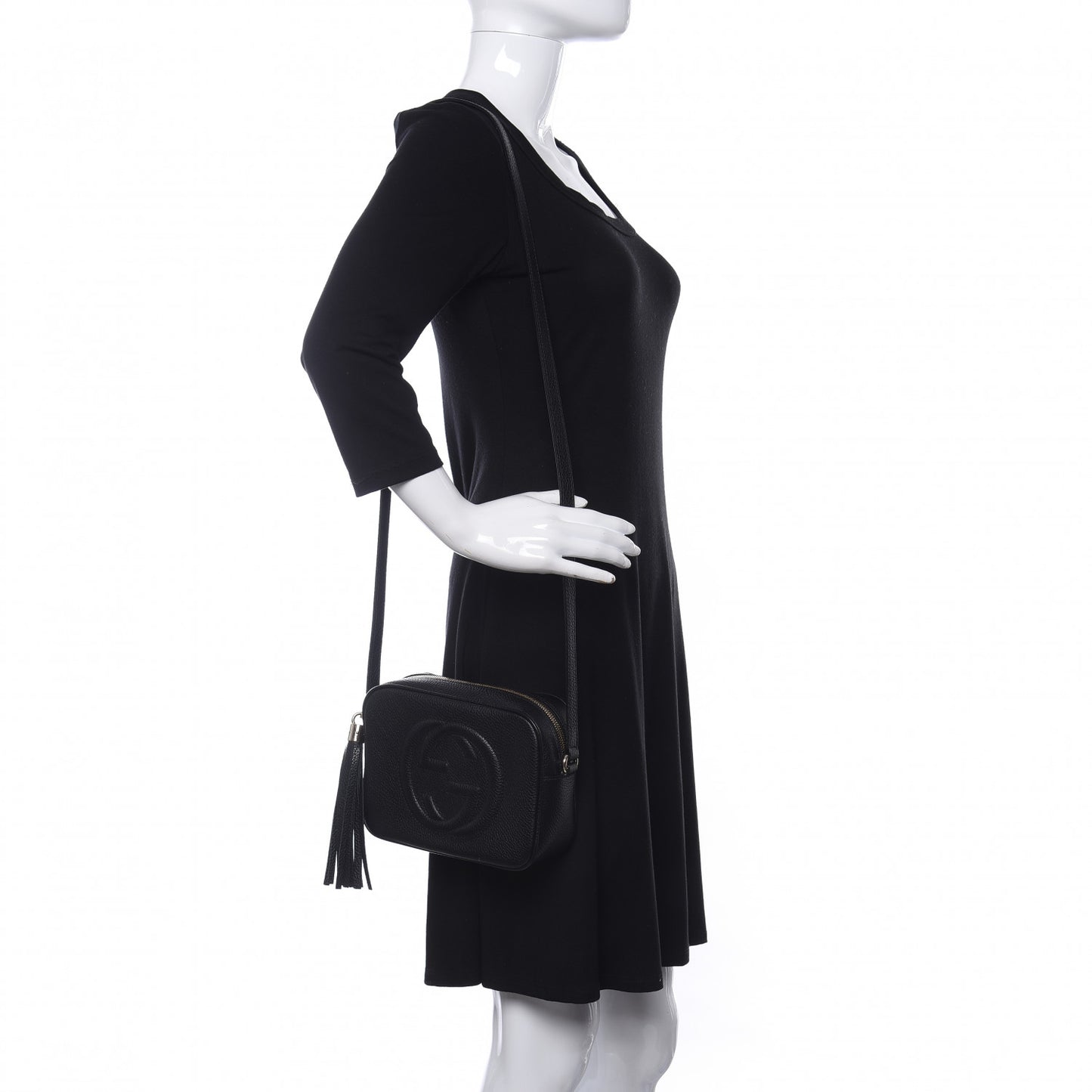 Pebbled Calfskin Small Soho Disco Bag Black