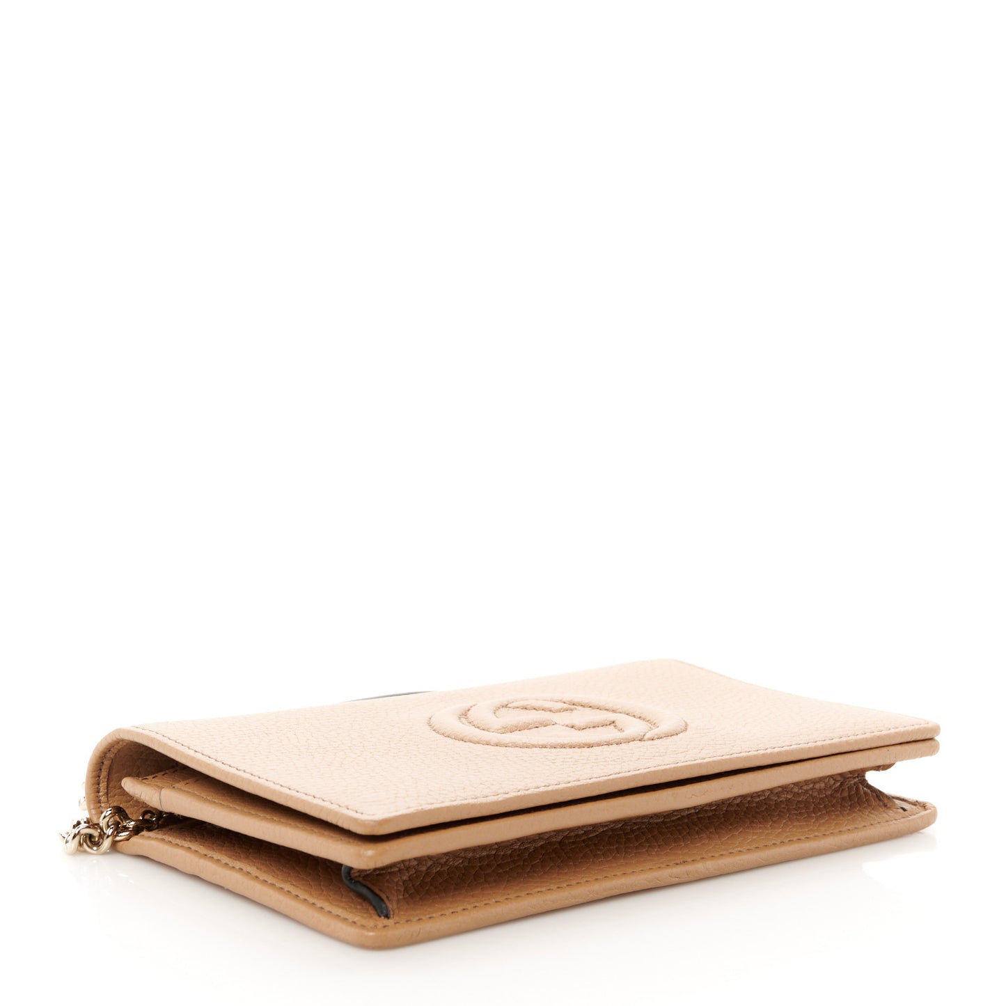 Pebbled Calfskin Soho Wallet On Chain Camelia