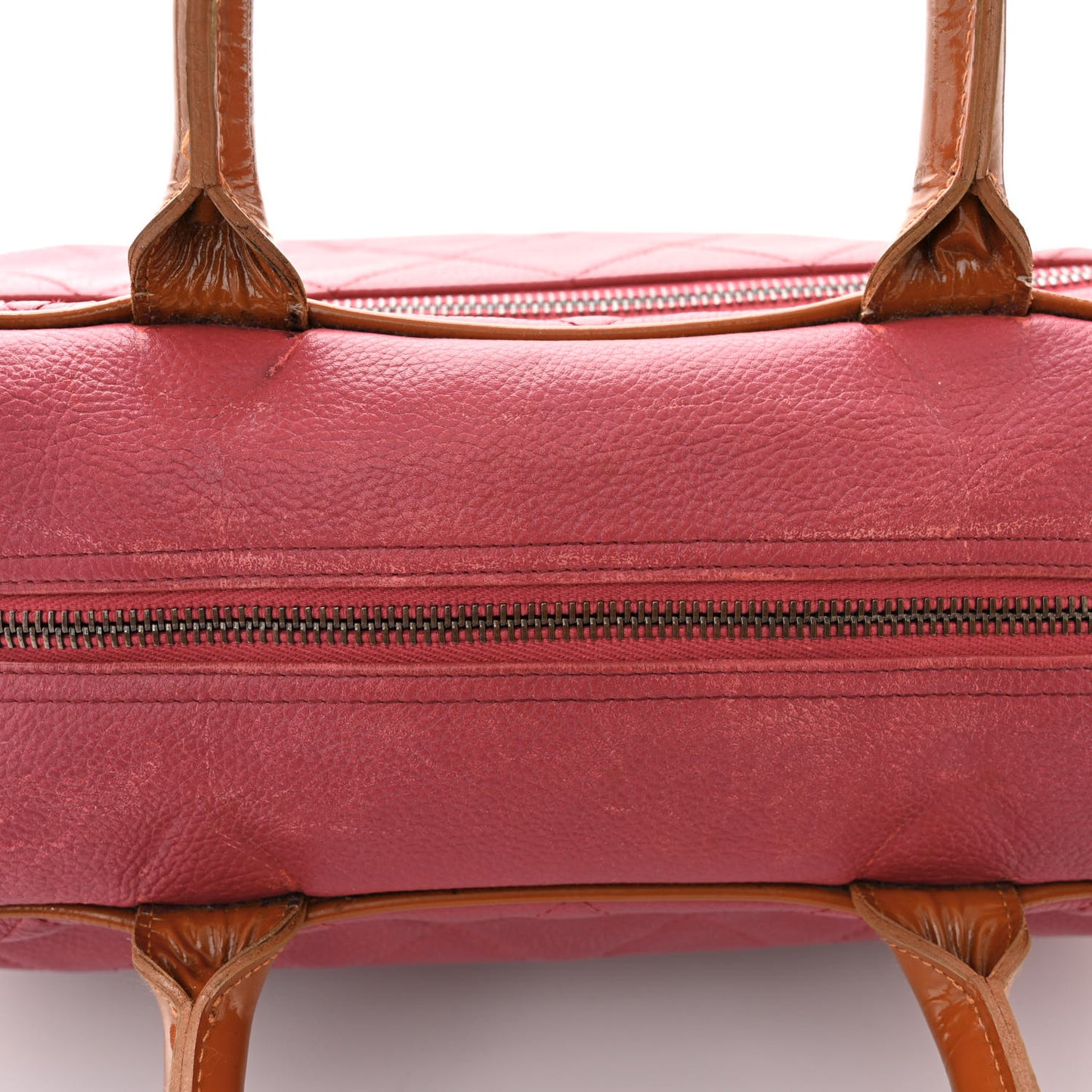 Caviar Patent Quilted Large Bowler Bag Red