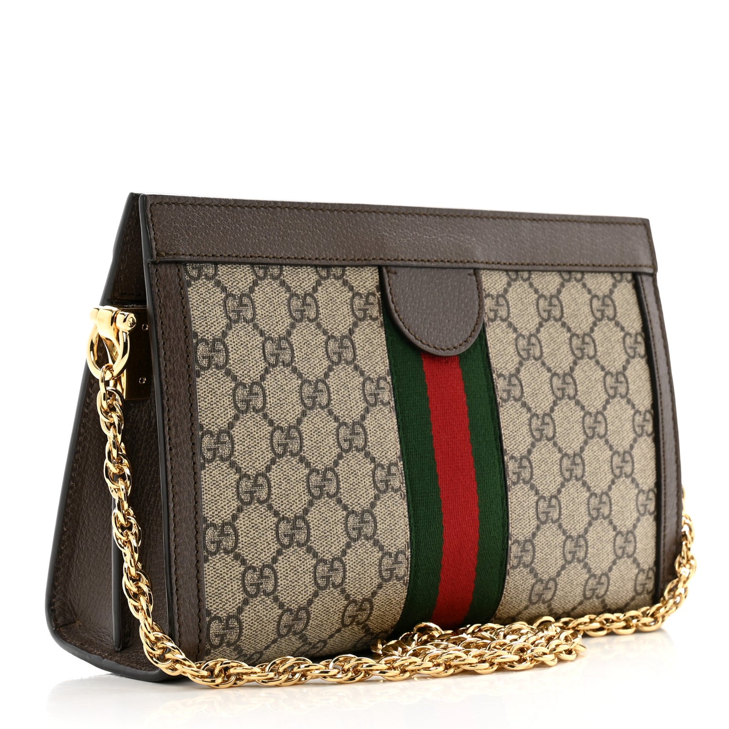GG Supreme Monogram Web Small Ophidia Chain Shoulder Bag Brown