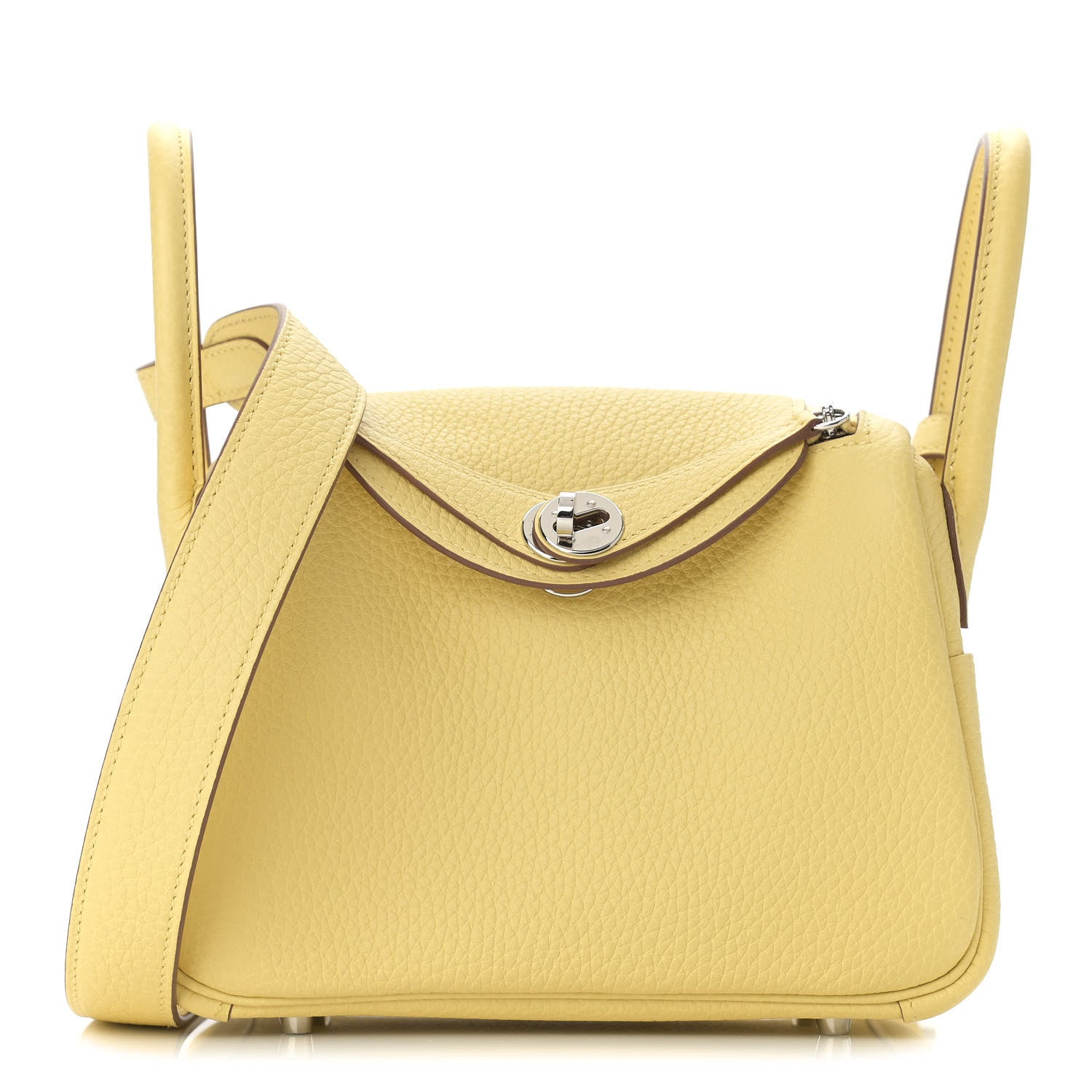 Hermes Taurillon Clemence Mini Lindy 20 Jaune Poussin 1 of 11