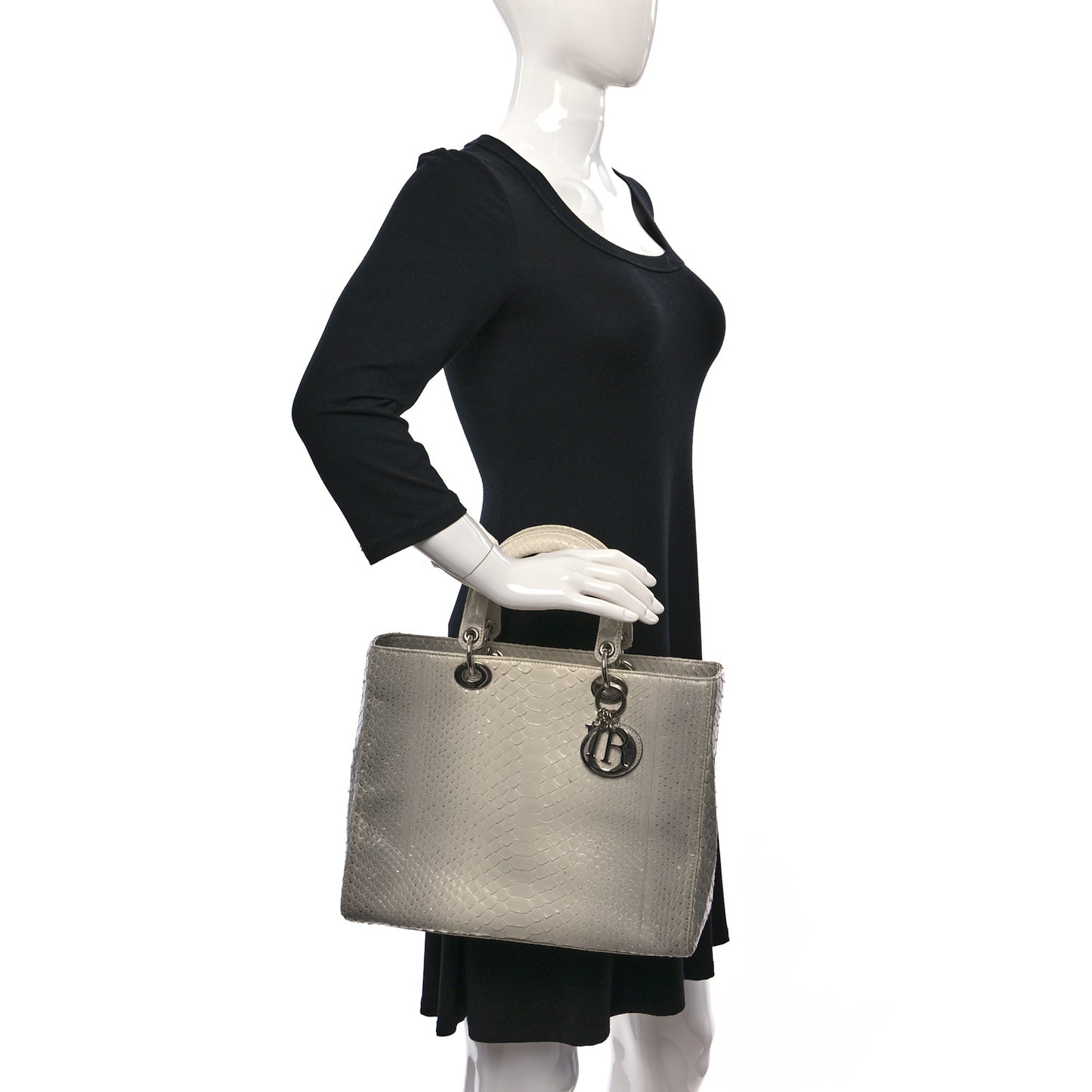 Snakeskin Large Lady Dior Beige Ombre