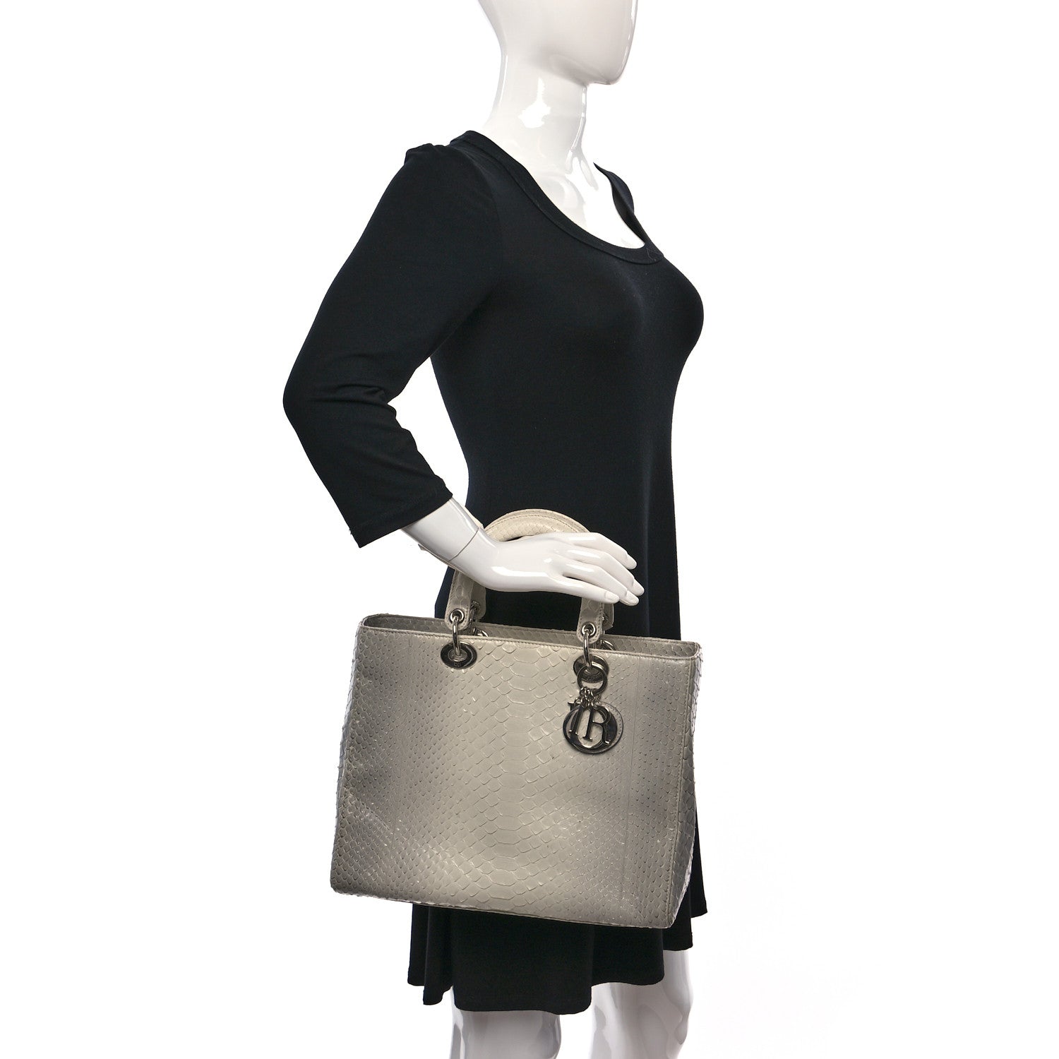 Christian Dior Snakeskin Large Lady Dior Beige Ombre 2 of 11