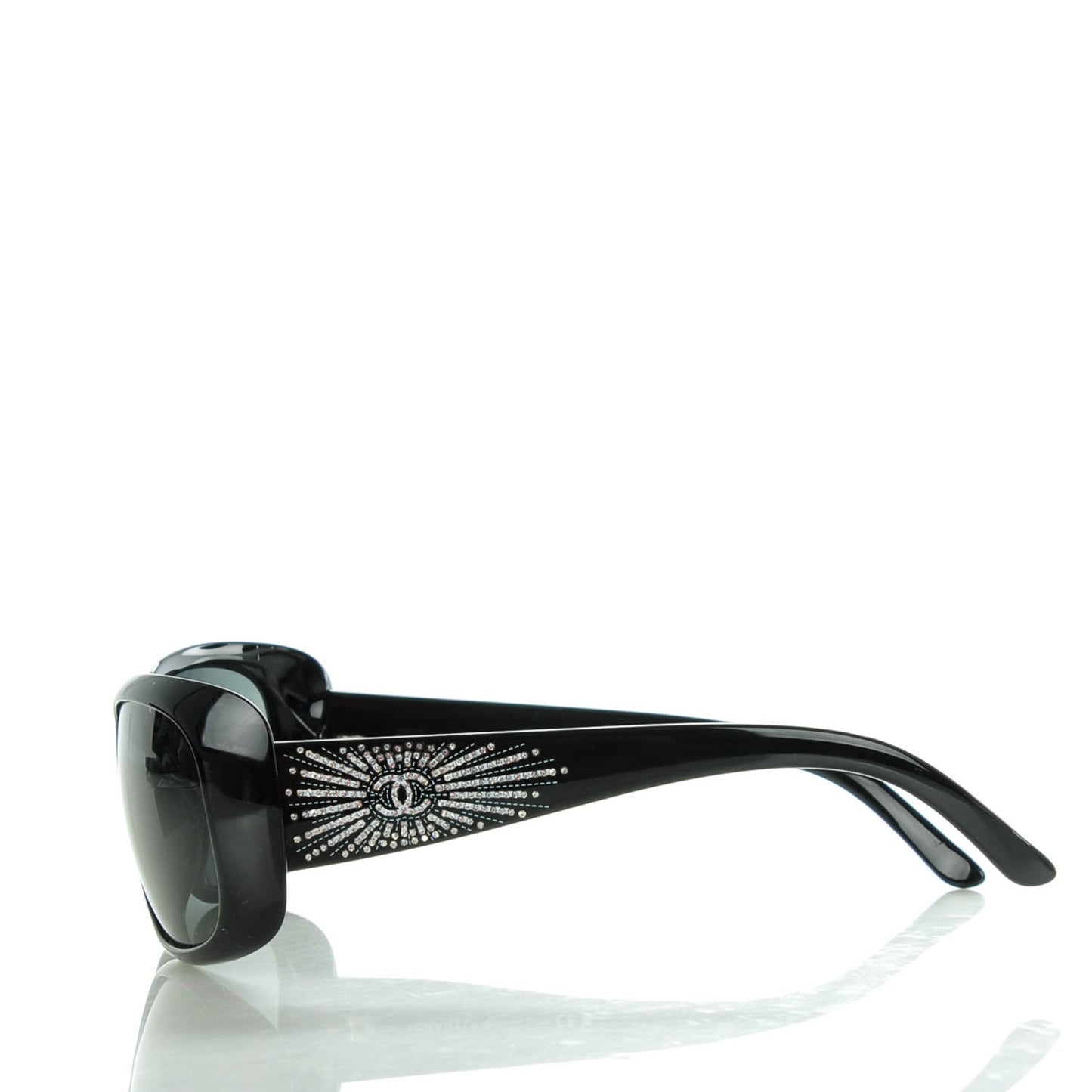 Crystal CC Logo Sunglasses 6026-B Black