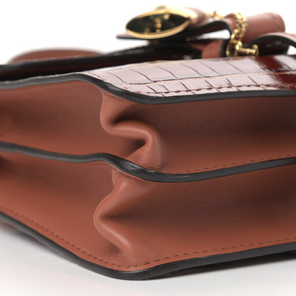 Chloe Calfskin Crocodile Embossed Small Aby Day Shoulder Bag Sepia Brown 5 of 9