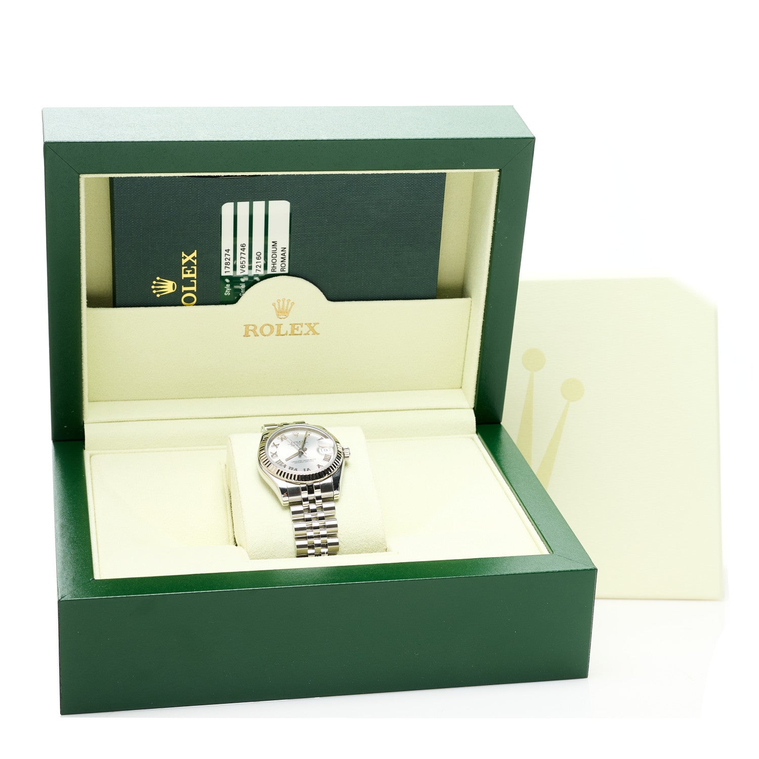 Rolex Stainless Steel 18K White Gold 31mm Oyster Perpetual Datejust Watch Silver Roman 178274 5 of 5