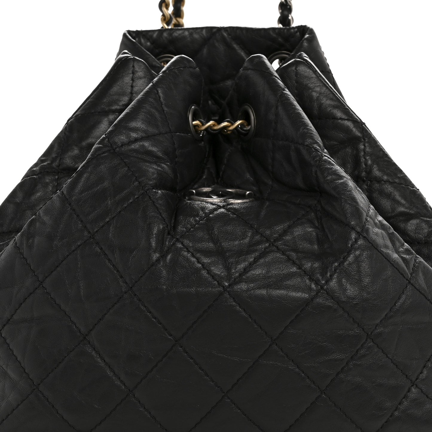 Aged Calfskin Quilted Gabrielle Backpack Black