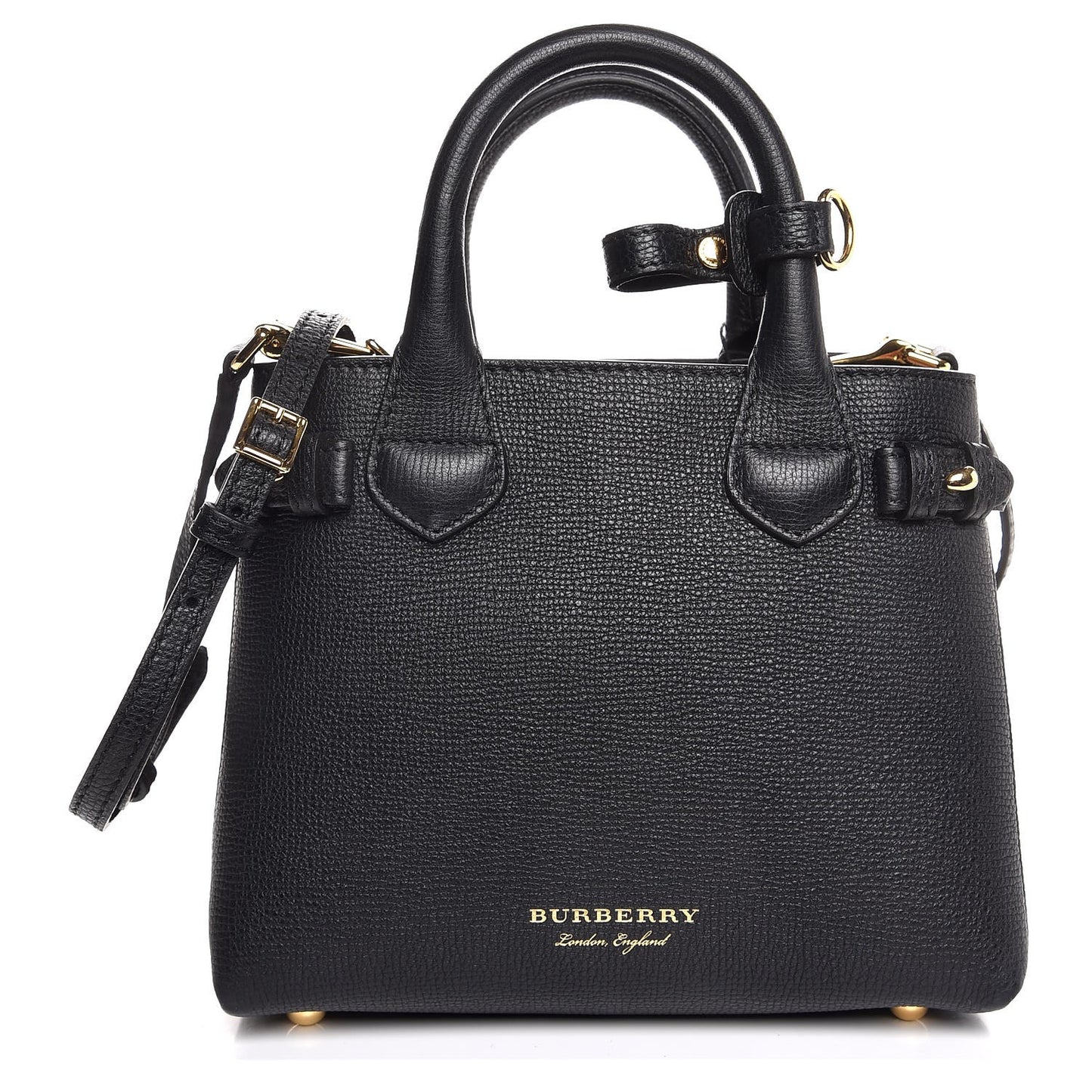 Grainy Calfskin House Check Baby Banner Tote Black