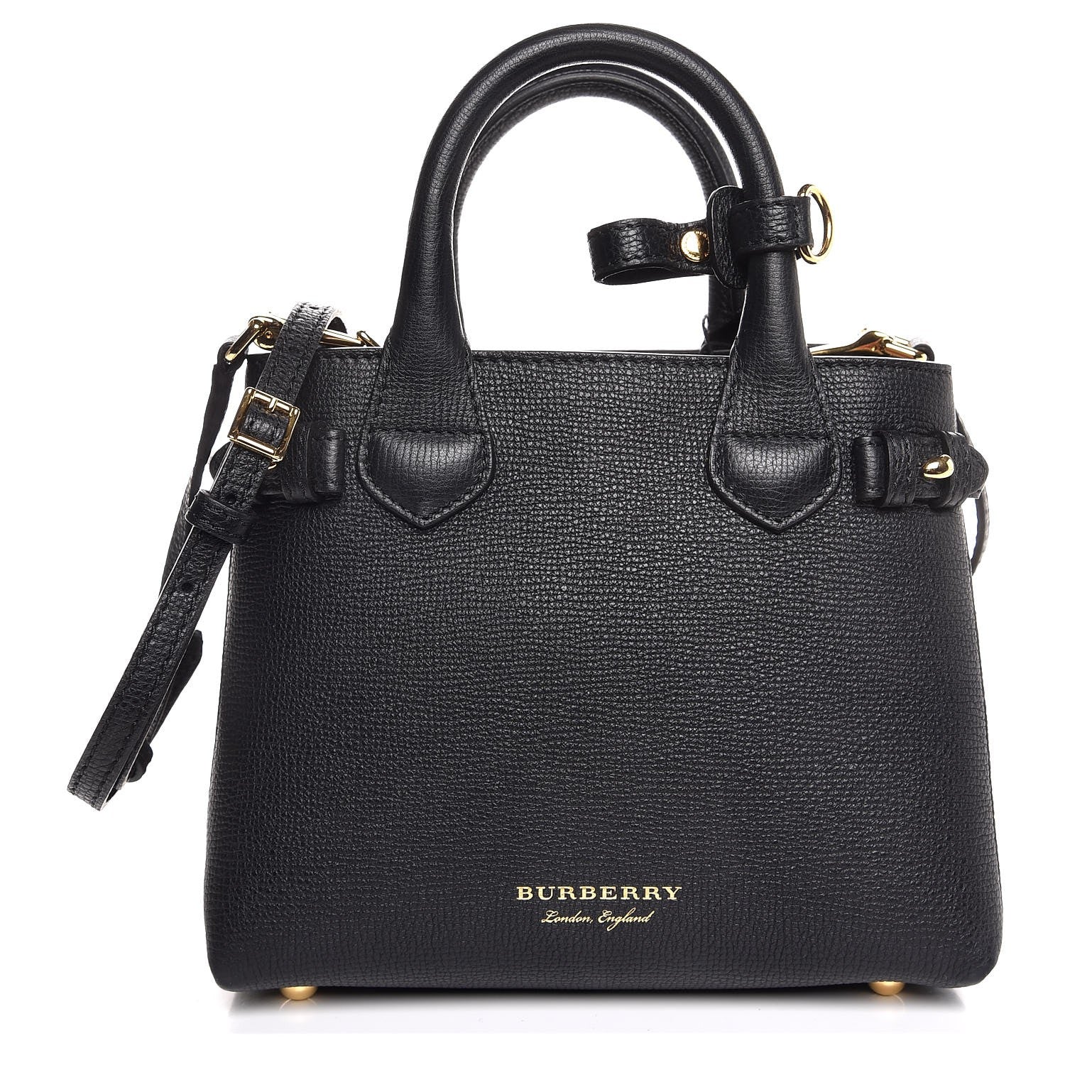 Burberry Grainy Calfskin House Check Baby Banner Tote Black 1 of 9