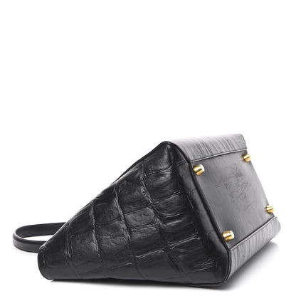 Celine Calfskin Crocodile Embossed Small Belt Bag Black 4 of 9