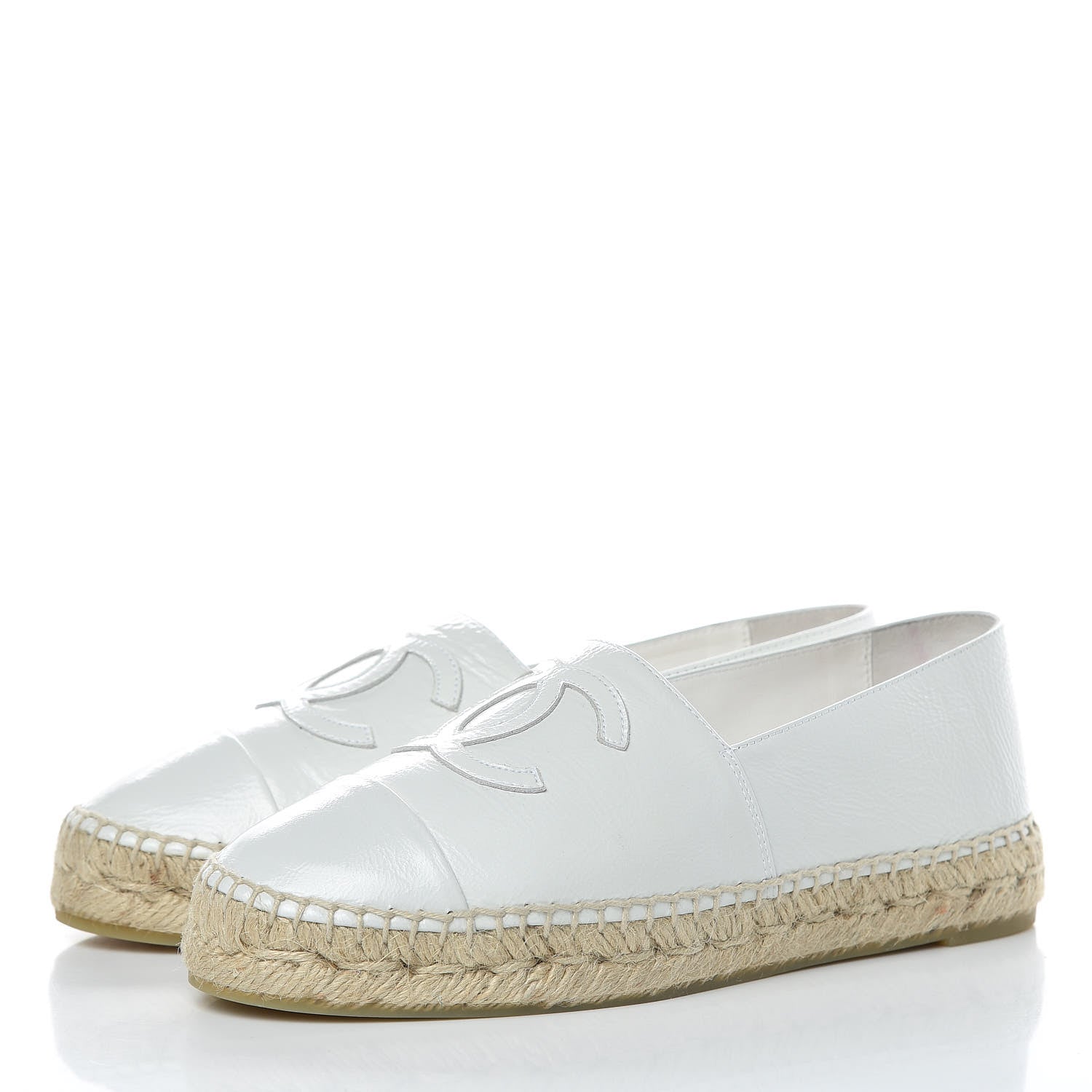 Chanel Distressed Patent CC Espadrilles 37 White 3 of 11