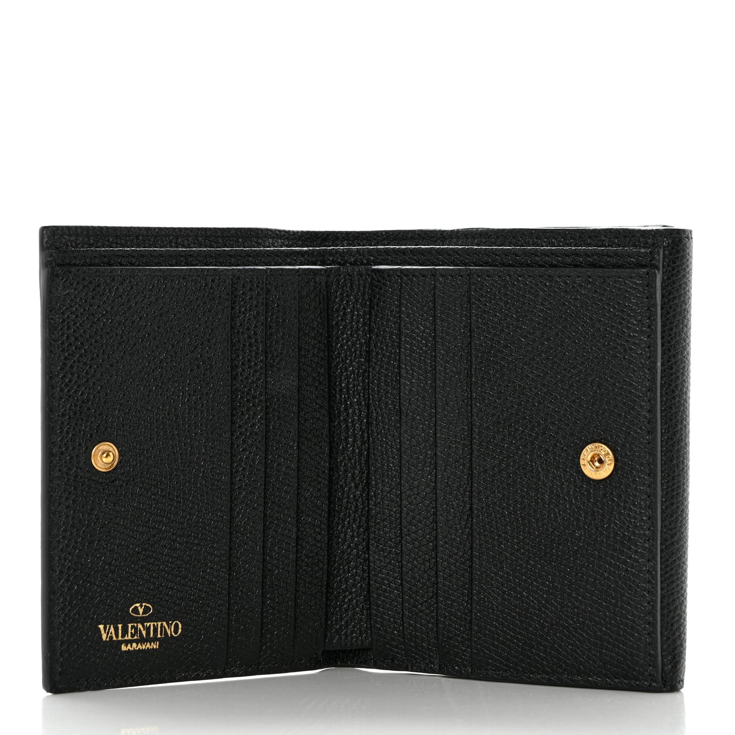 Grainy Calfskin VSling Compact Wallet Black